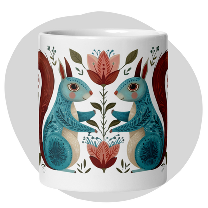 Tasse Montréal — Écureuils folk art