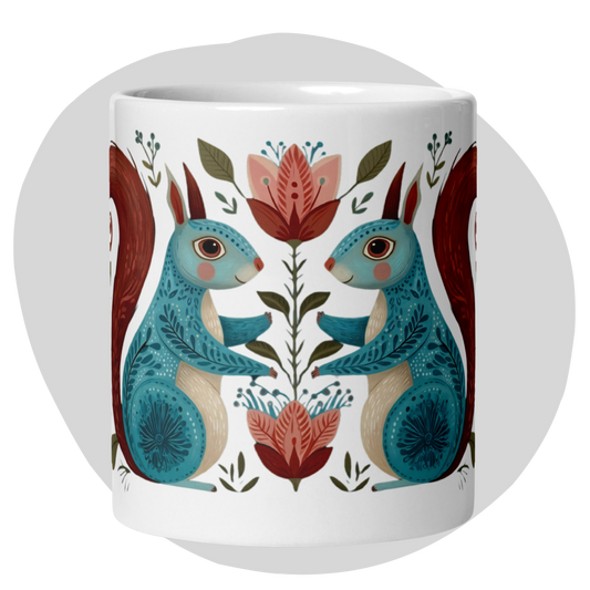 Tasse Montréal — Écureuils folk art