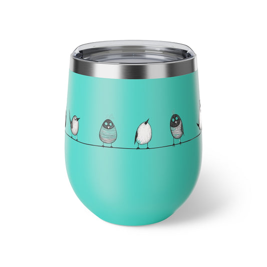 Gobelet 12 oz en acier inox - Imprimé d'oiseaux ludique