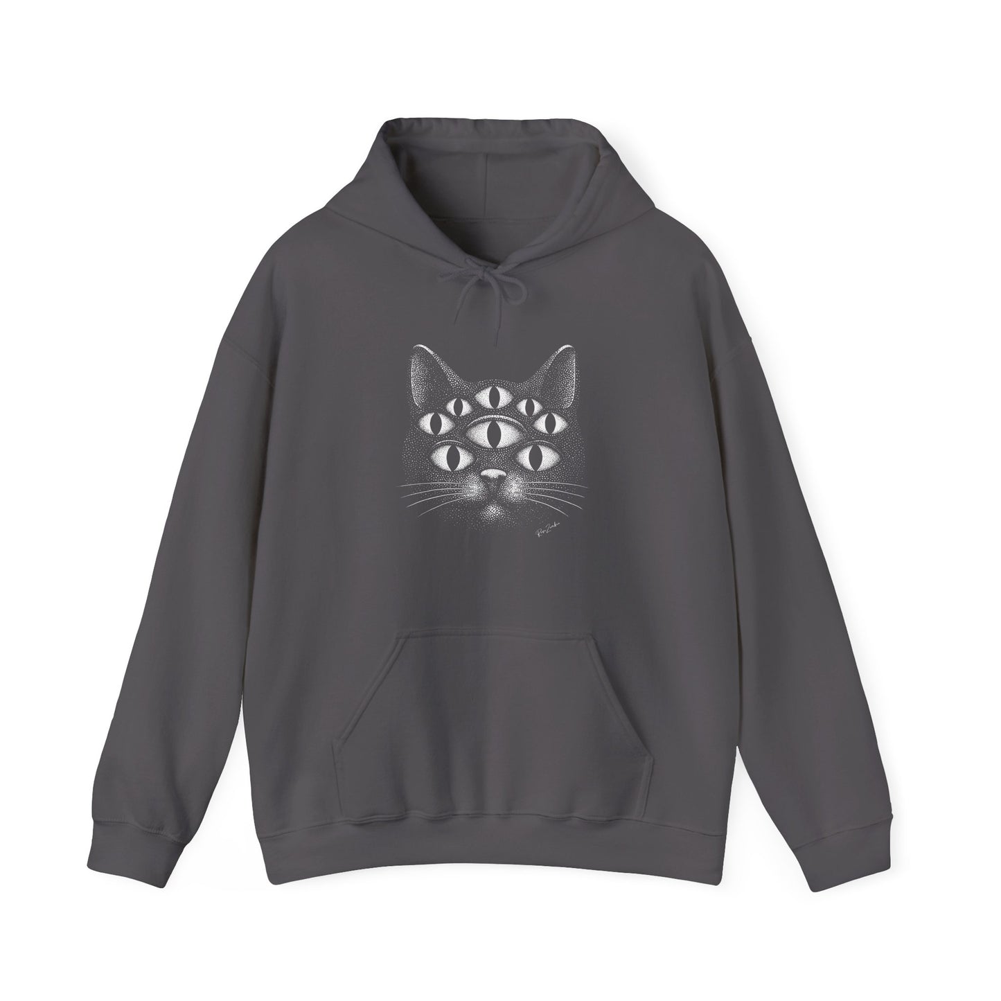 Sweat à capuche en coton durable – Chat psychédélique à 8 yeux