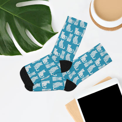 Chaussettes écolo - Motif de chats - rose zombie