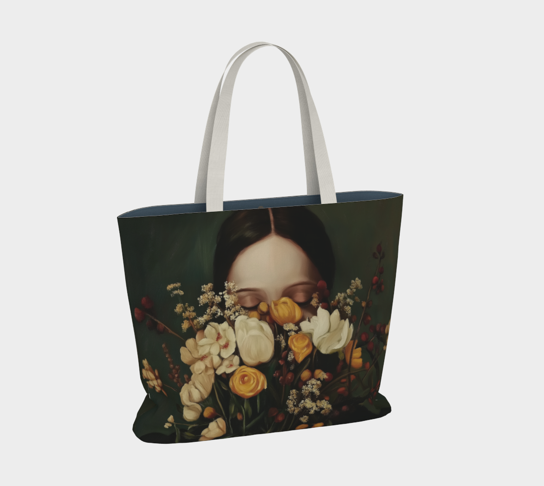 Sac tote large en coton éthique – Renaissance florale