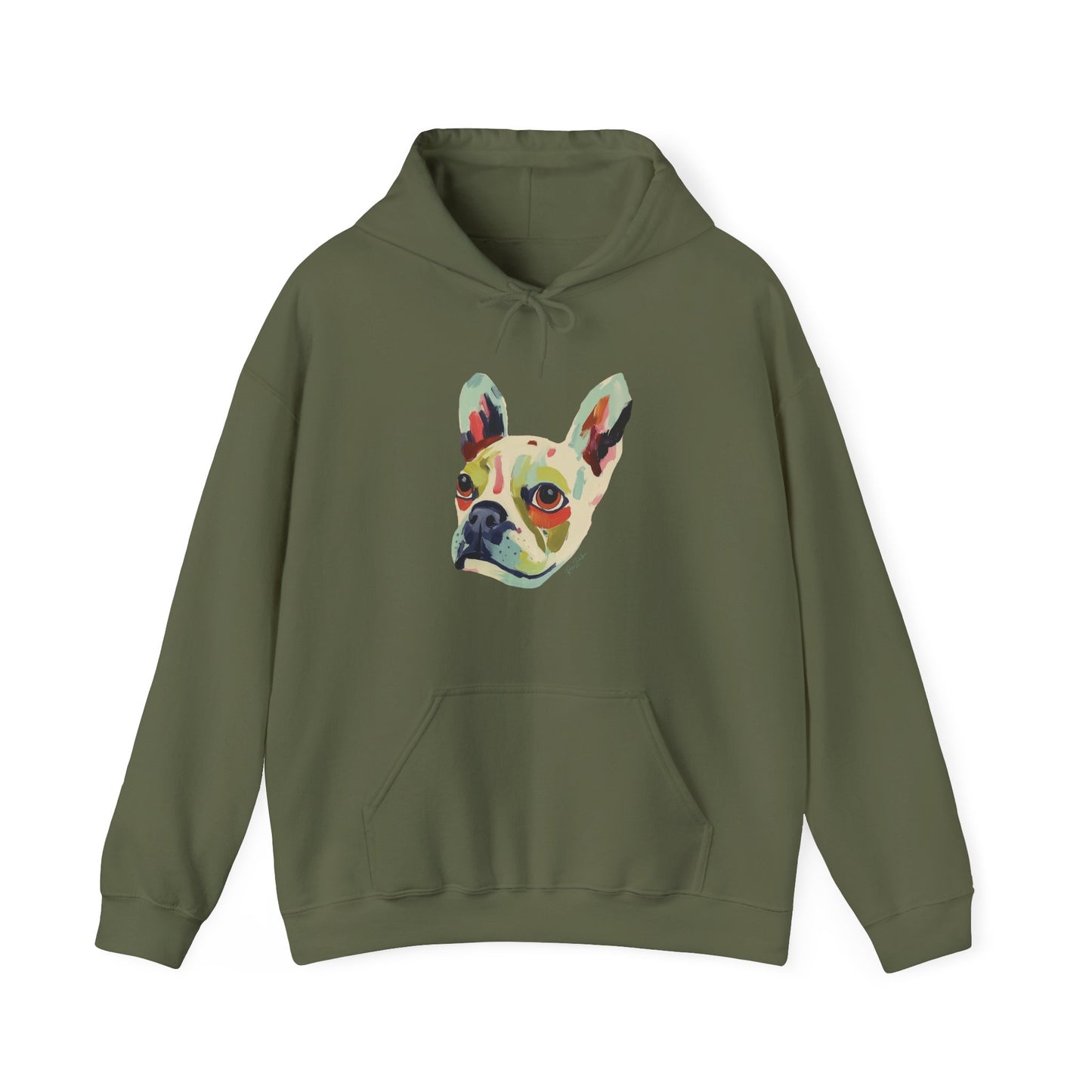 Sweat à capuche en coton durable – Imprimé bouledogue français