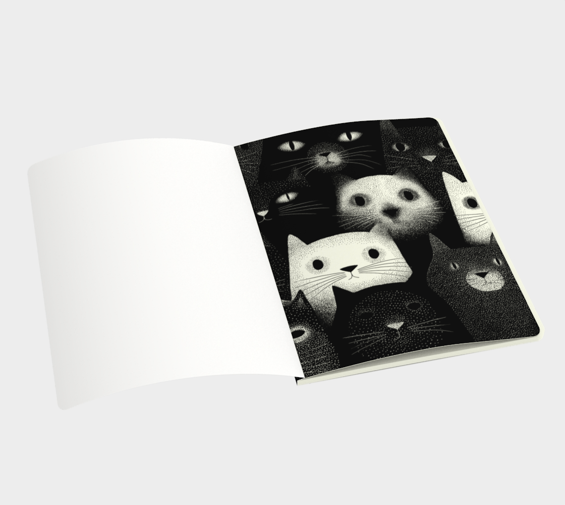 Carnet écoresponsable – Grand – Illustration minimaliste de chats noir et blanc