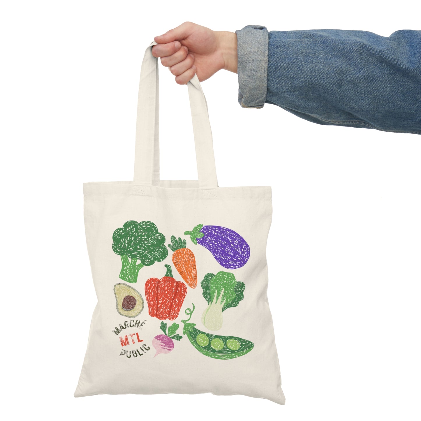 Sac tote beige en coton éthique - Marché publique Montréal