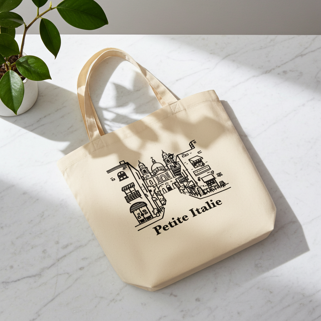 Sac tote beige en coton écolo - Petite Italie