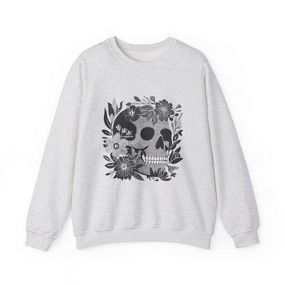 Pull en coton éthique - Crâne fleuri style gothique