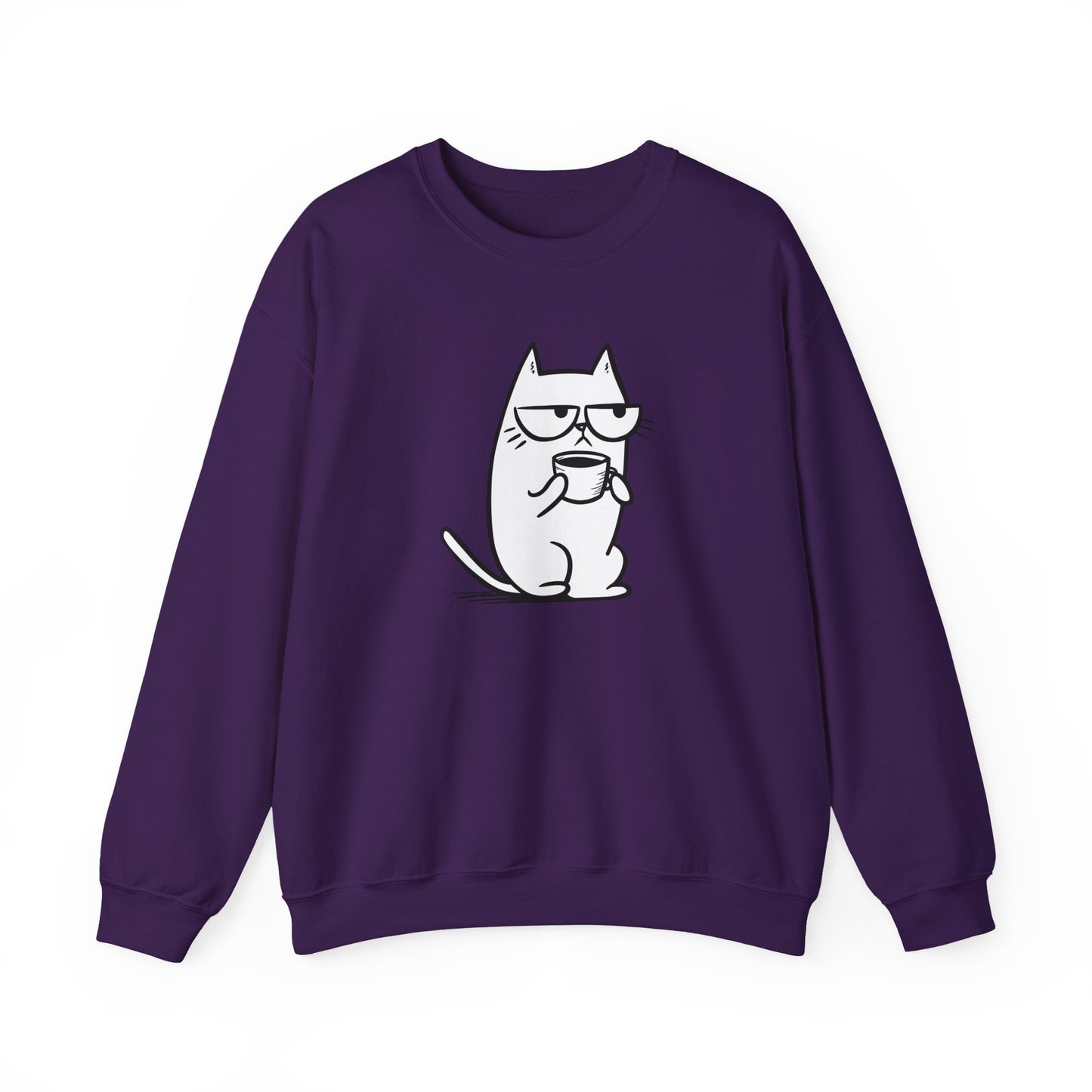 Pull en coton durable – Chat blasé et tasse de café