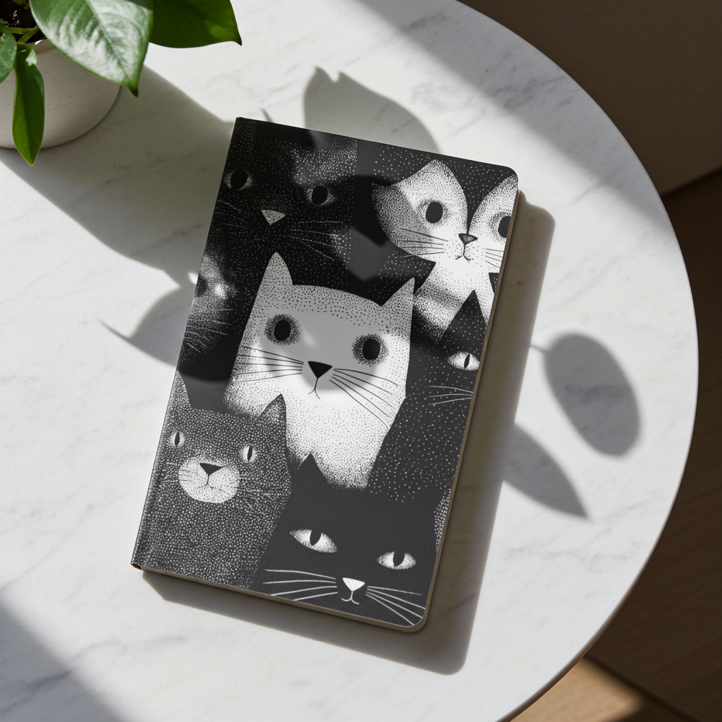 Carnet écoresponsable – Petit – Illustration minimaliste de chats noir et blanc