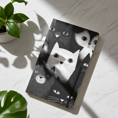 Carnet écoresponsable – Petit – Illustration minimaliste de chats noir et blanc
