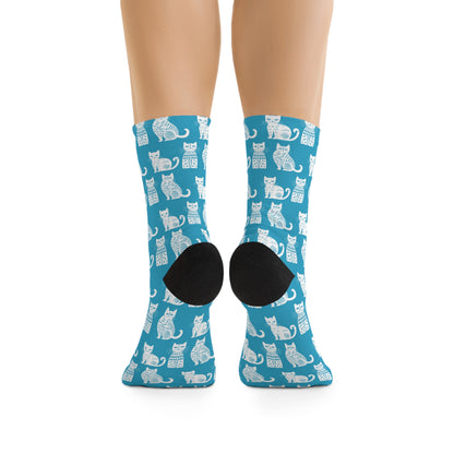 Chaussettes écolo - Motif de chats - rose zombie