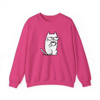 Pull en coton durable – Chat blasé et tasse de café