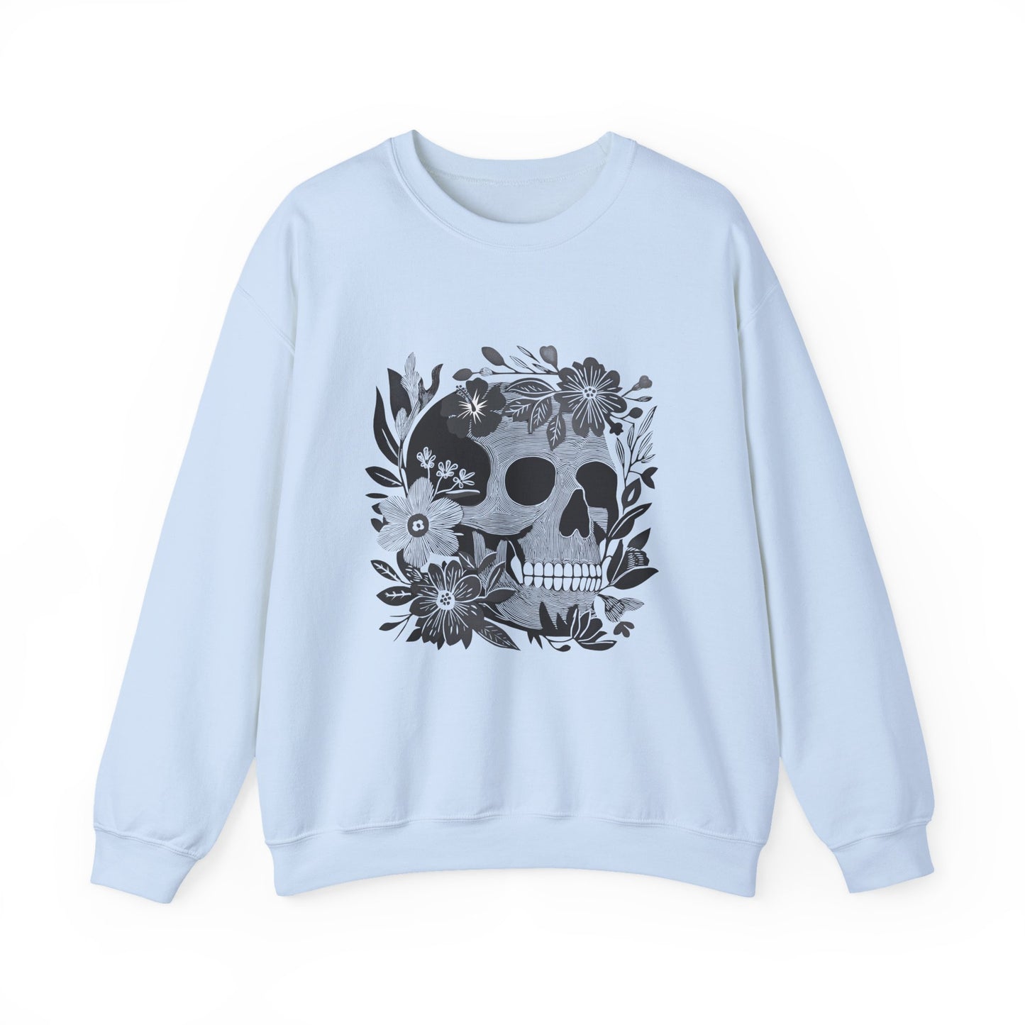 Pull en coton éthique - Crâne fleuri style gothique