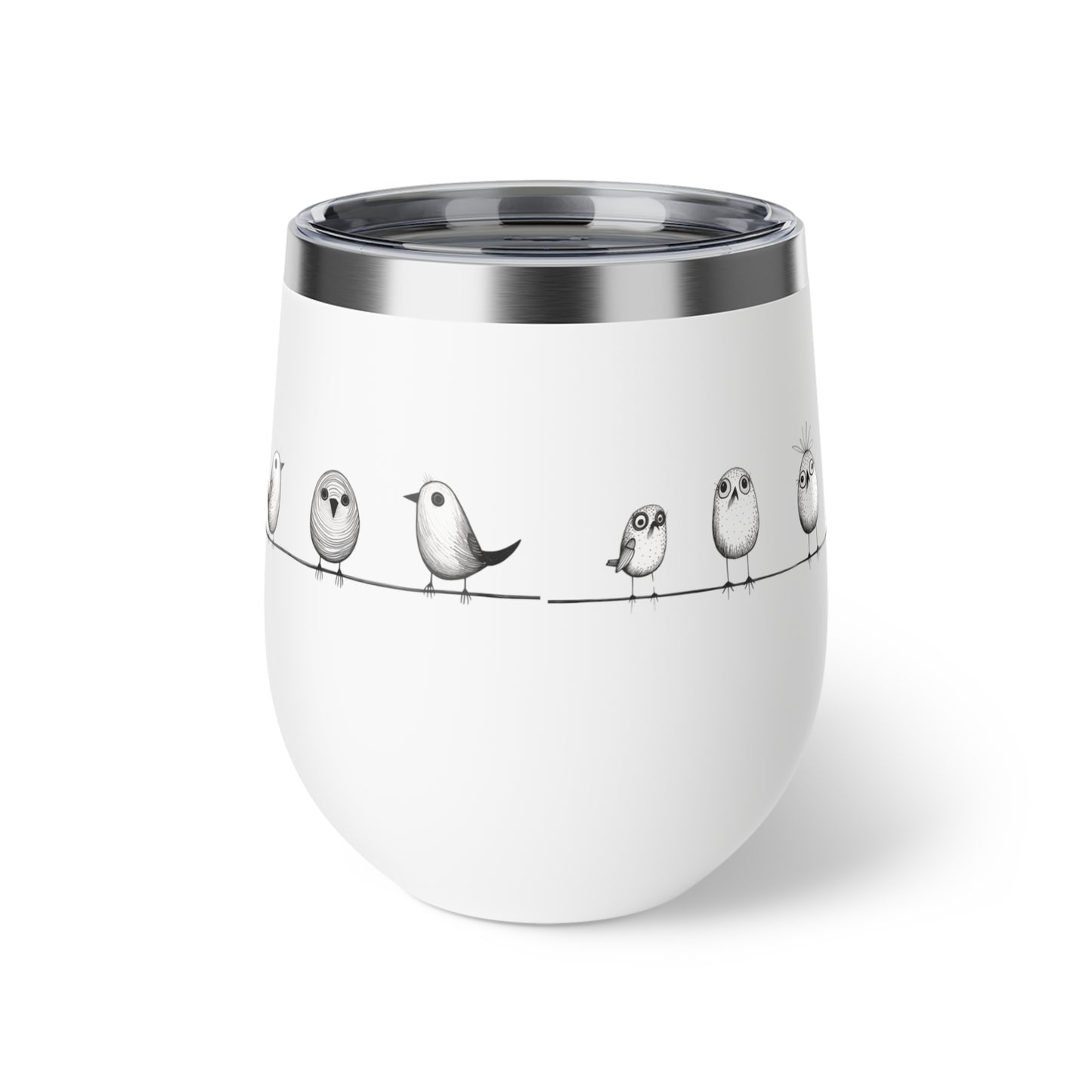Gobelet 12 oz en acier inox - Imprimé d'oiseaux ludique