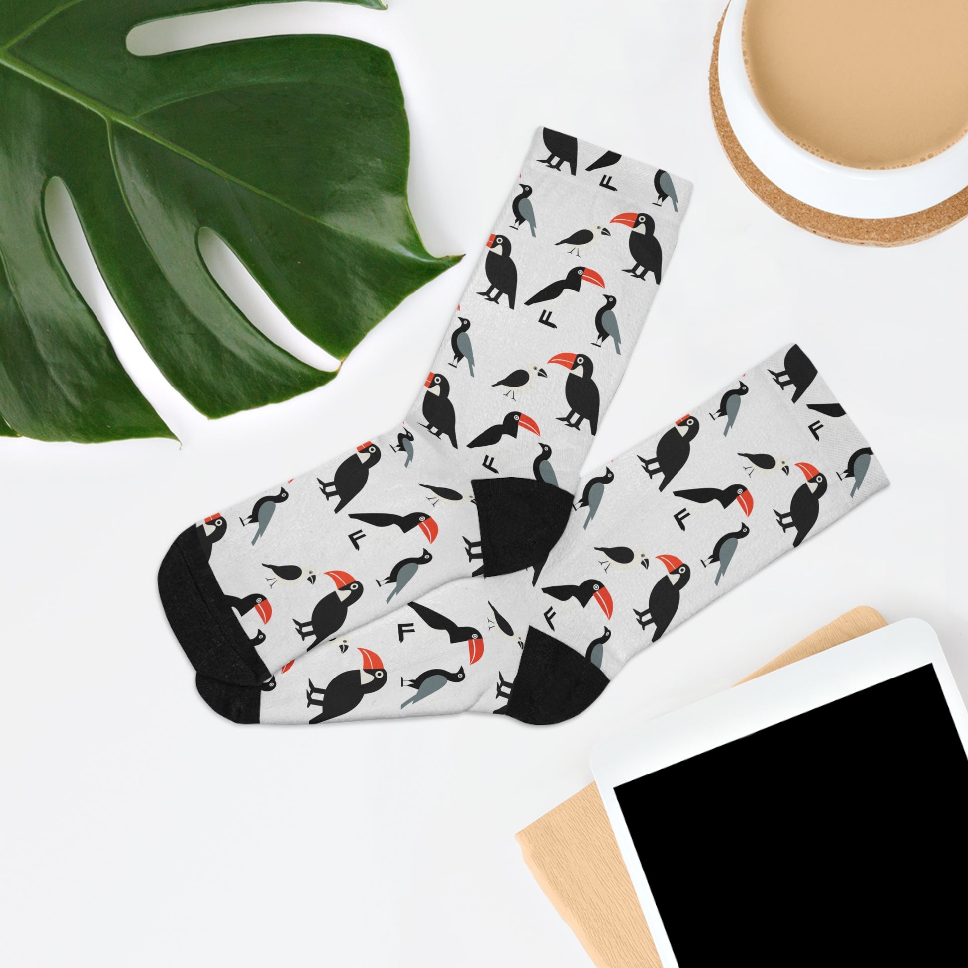 Chaussettes écolo - Motif d'oiseaux tropicaux - rose zombie