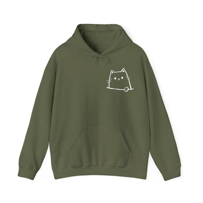 Sweat à capuche en coton durable – Motif de chat minimaliste