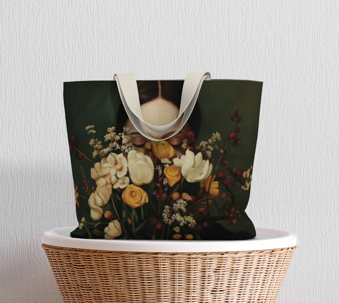 Sac tote large en coton éthique – Renaissance florale
