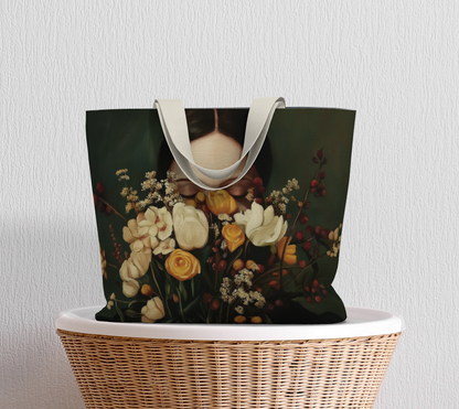Sac tote large en coton éthique – Renaissance florale