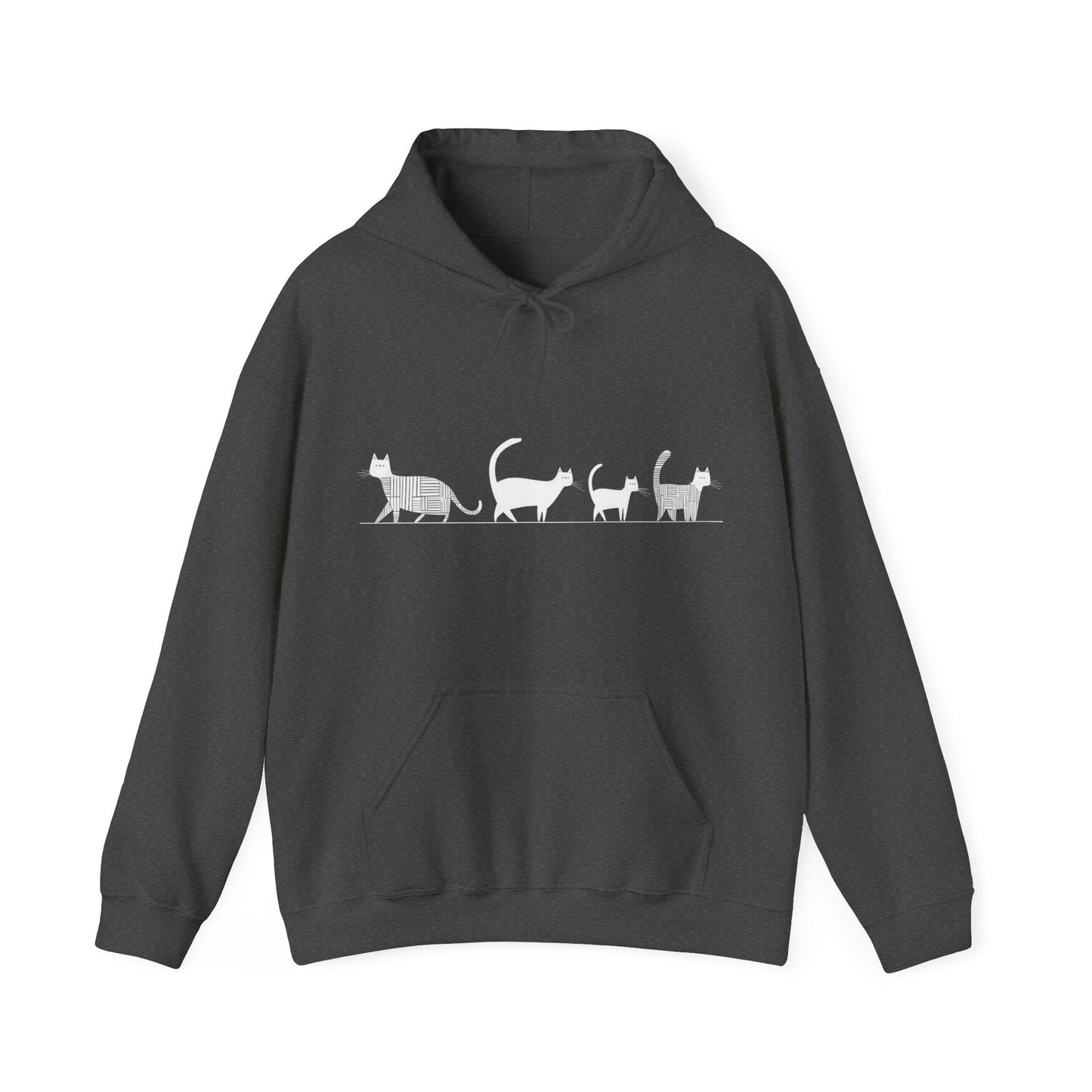 Sweat à capuche en coton durable – Chats en file indienne
