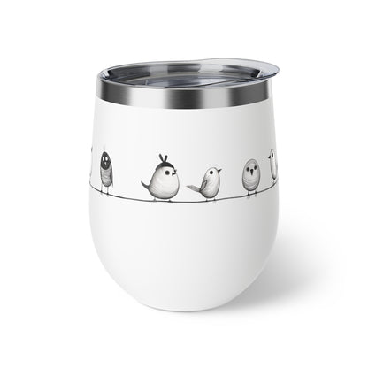 Gobelet 12 oz en acier inox - Imprimé d'oiseaux ludique