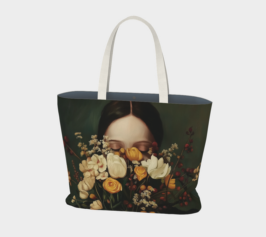 Sac tote large en coton éthique – Renaissance florale
