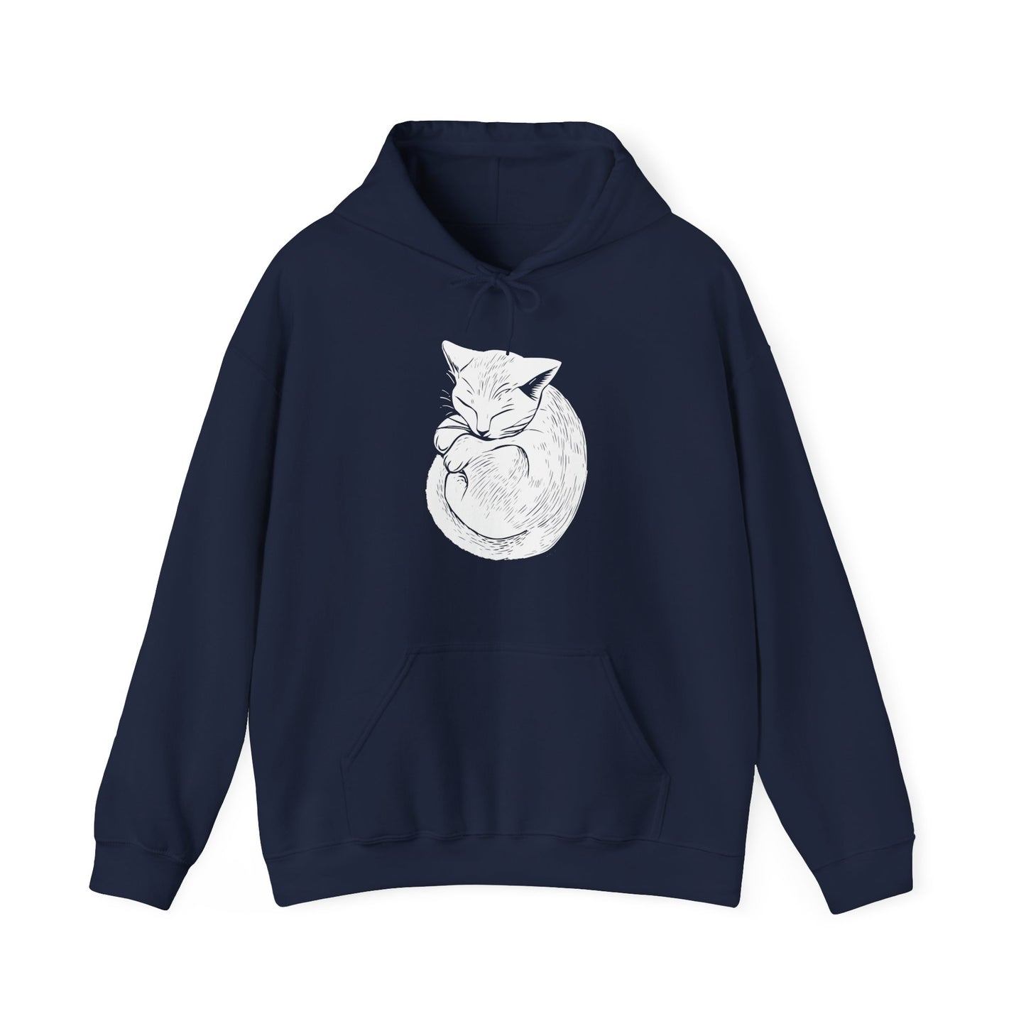 Sweat à capuche en coton durable – Motif chat endormi