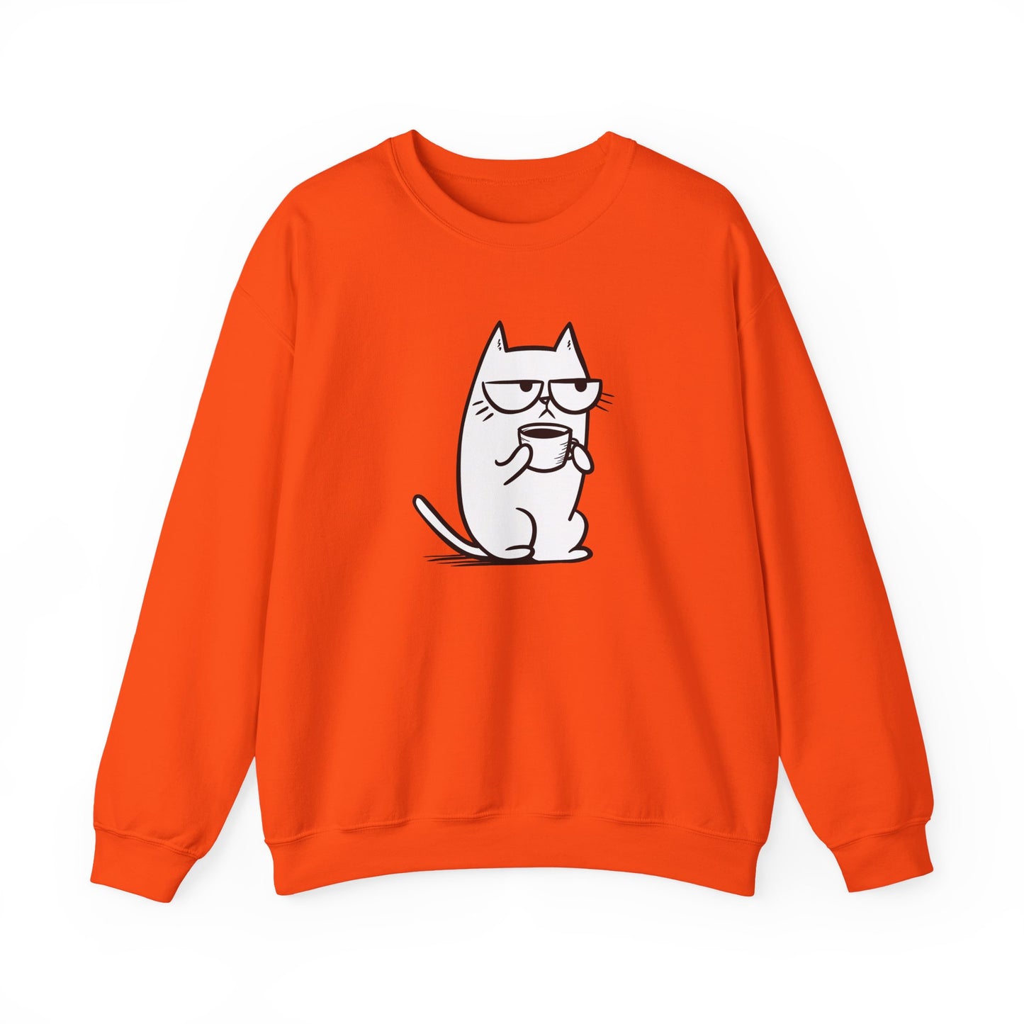 Pull en coton durable – Chat blasé et tasse de café