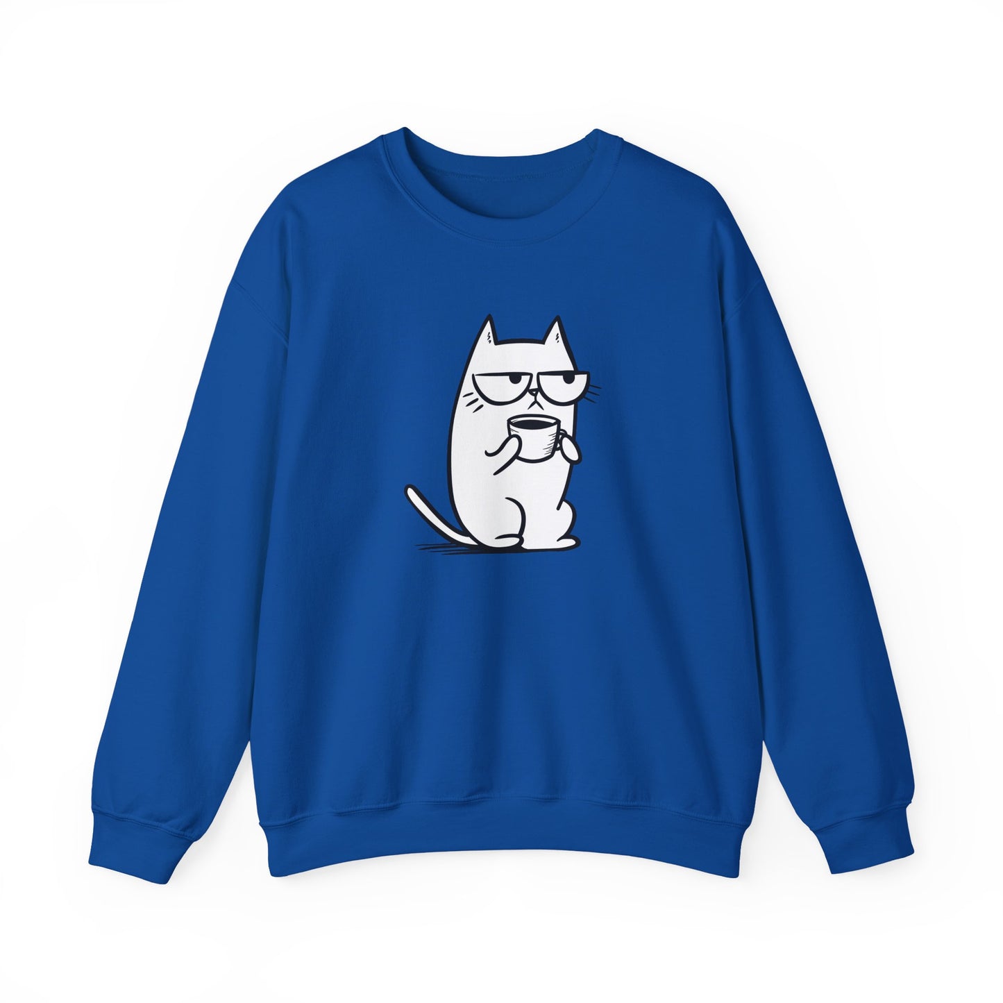 Pull en coton durable – Chat blasé et tasse de café