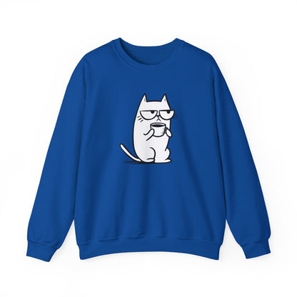 Pull en coton durable – Chat blasé et tasse de café