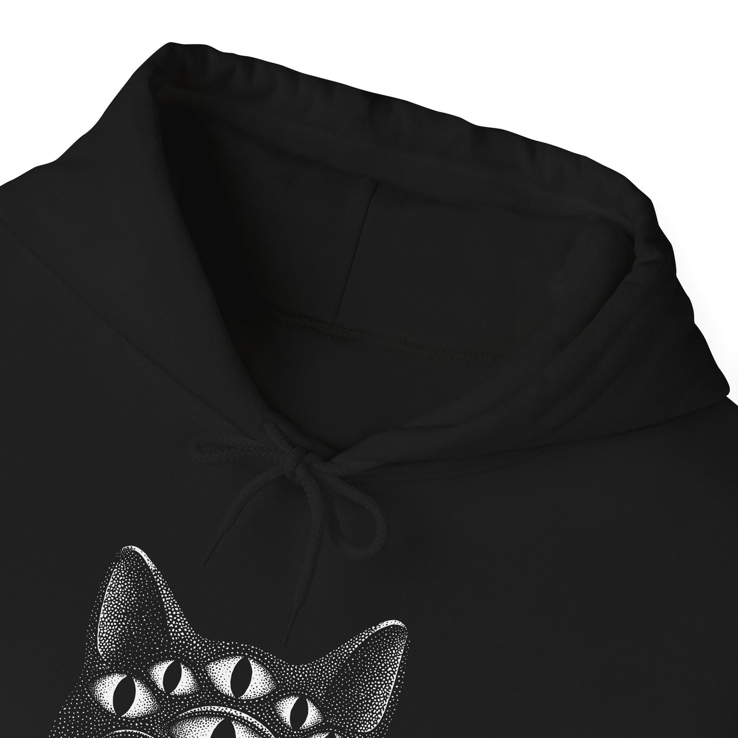 Sweat à capuche en coton durable – Chat psychédélique à 8 yeux