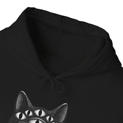 Sweat à capuche en coton durable – Chat psychédélique à 8 yeux