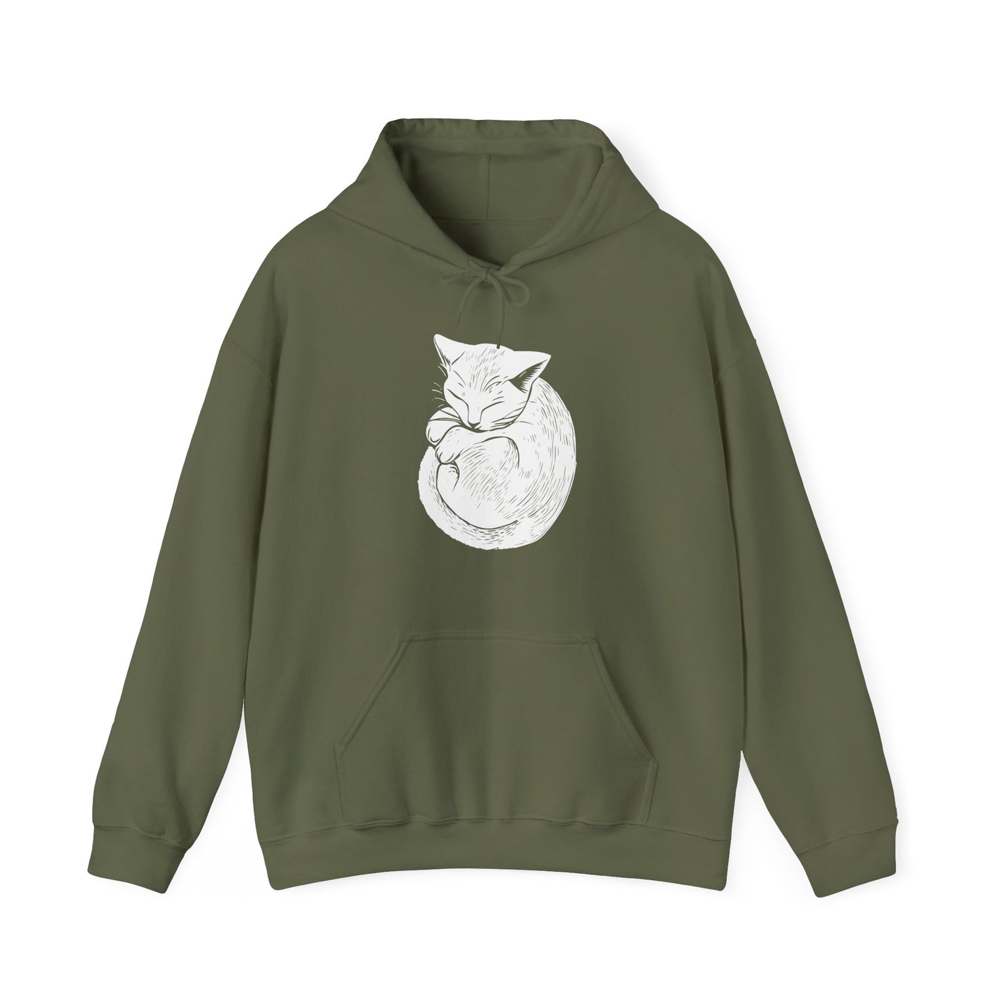 Sweat à capuche en coton durable – Motif chat endormi