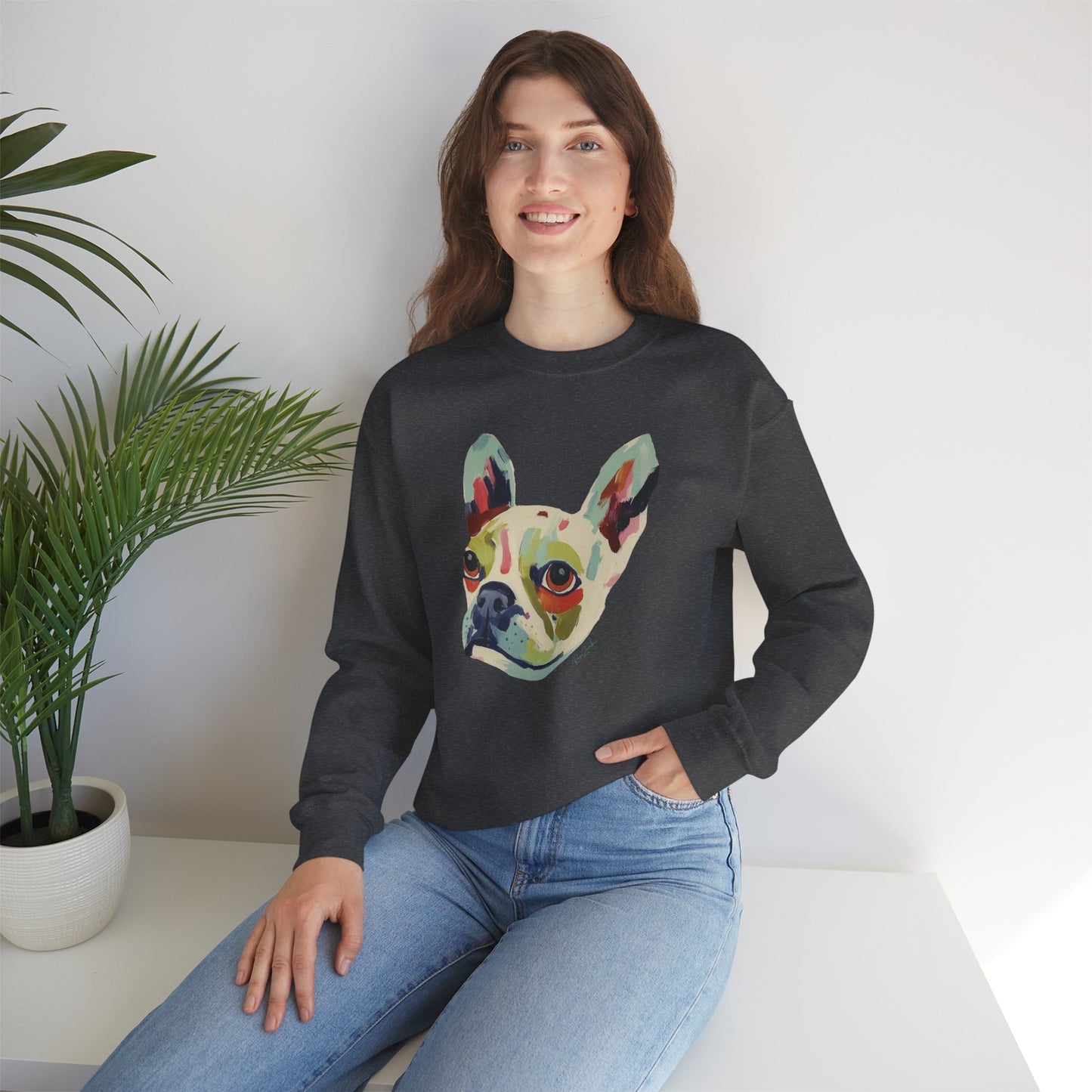 Pull en coton durable – Bouledogue français coloré