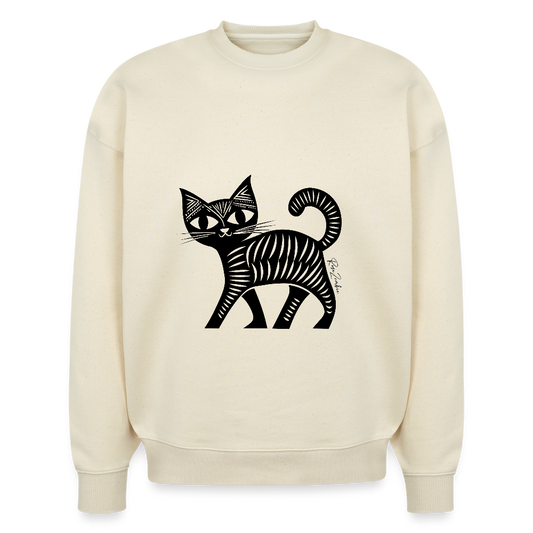 Pull surdimensionné en coton bio - Motif de chat - rose zombie