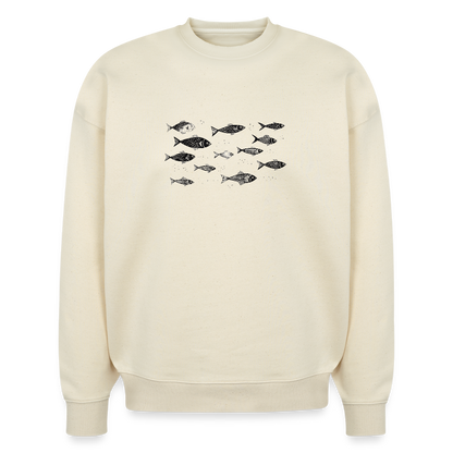 Pull surdimensionné en coton bio - Motif de poisson - rose zombie