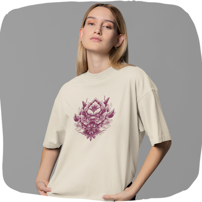 T-shirt oversized en coton bio - Motif artistique unique