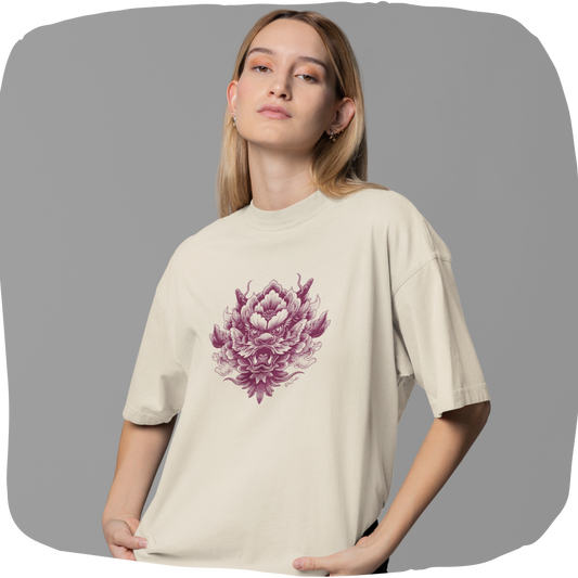 T-shirt oversized en coton bio - Motif artistique unique
