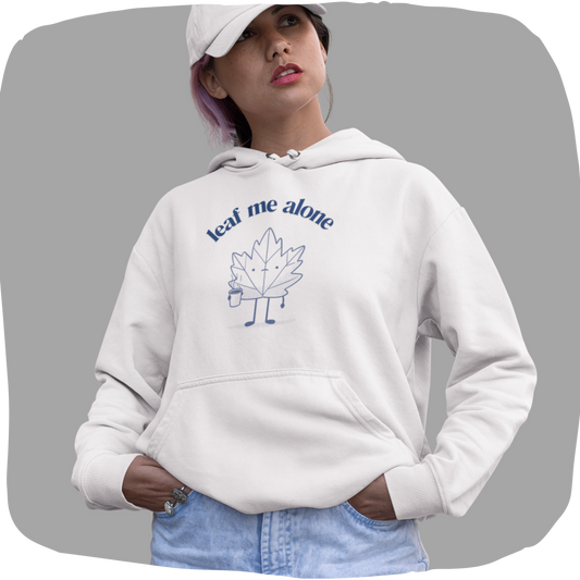 Sweat à capuche en coton durable – Imprimé humoristique d'une feuille d'érable grincheuse