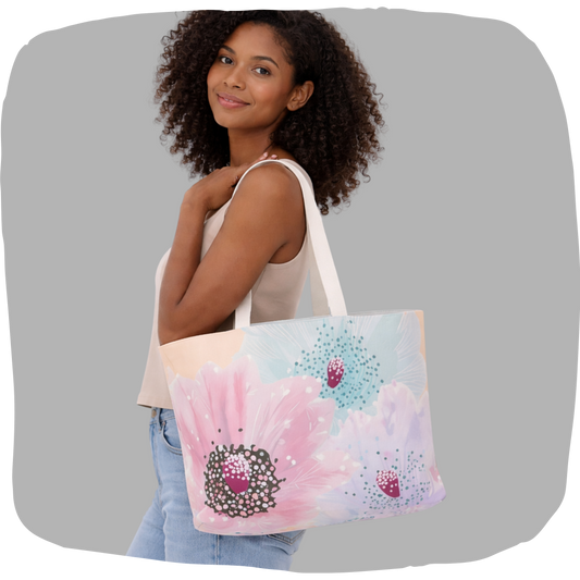 Sac tote large en coton éthique – Fleurs pastel