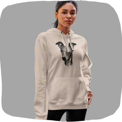 Sweat à capuche coton bio - Imprimé de chien whippet