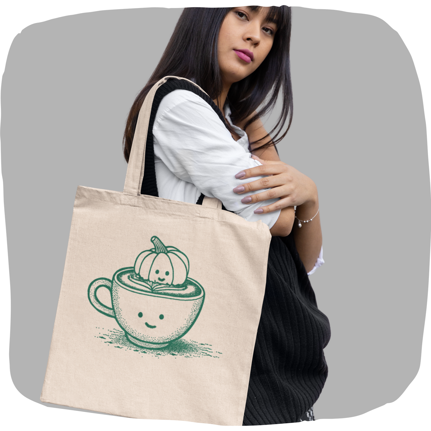 Sac tote en coton bio – Latte à la citrouille