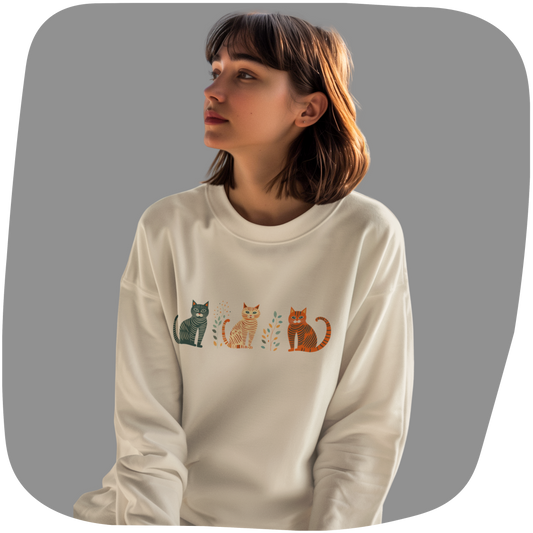 Sweatshirt en coton bio - Motif de chats adorables
