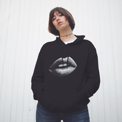 Sweatshirt à capuche en coton durable – Design lèvres graphiques