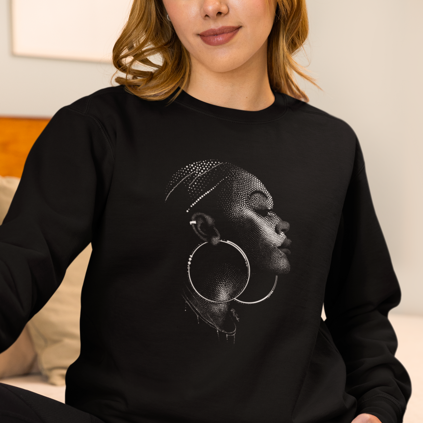 Pull en coton écolo – Portrait artistique de femme créole