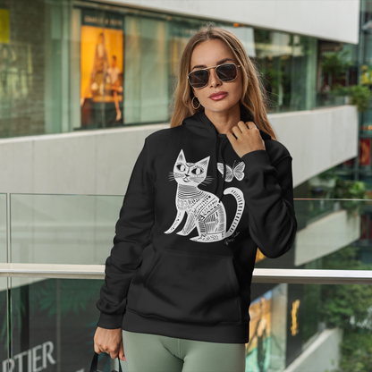 Sweatshirt à capuche doux en coton durable - Imprimé de chat