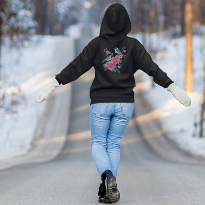 Sweat à capuche en coton bio - Oiseaux sur une branche - Épaisseur moyenne