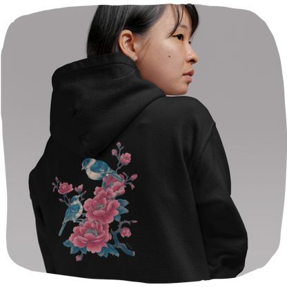 Sweat à capuche en coton bio - Oiseaux sur une branche - Épaisseur moyenne