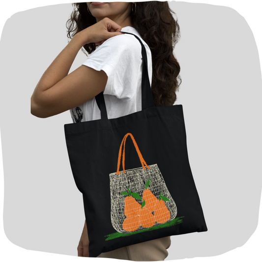 Sac tote en matériaux recyclés - Design de poires dans un sac filet