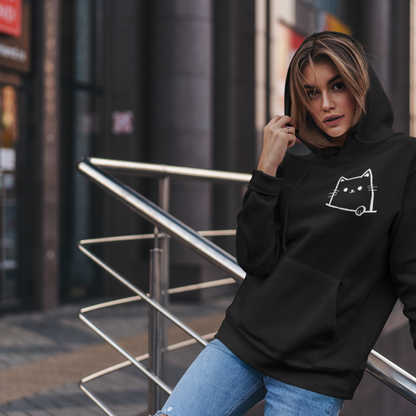 Sweat à capuche en coton durable – Motif de chat minimaliste