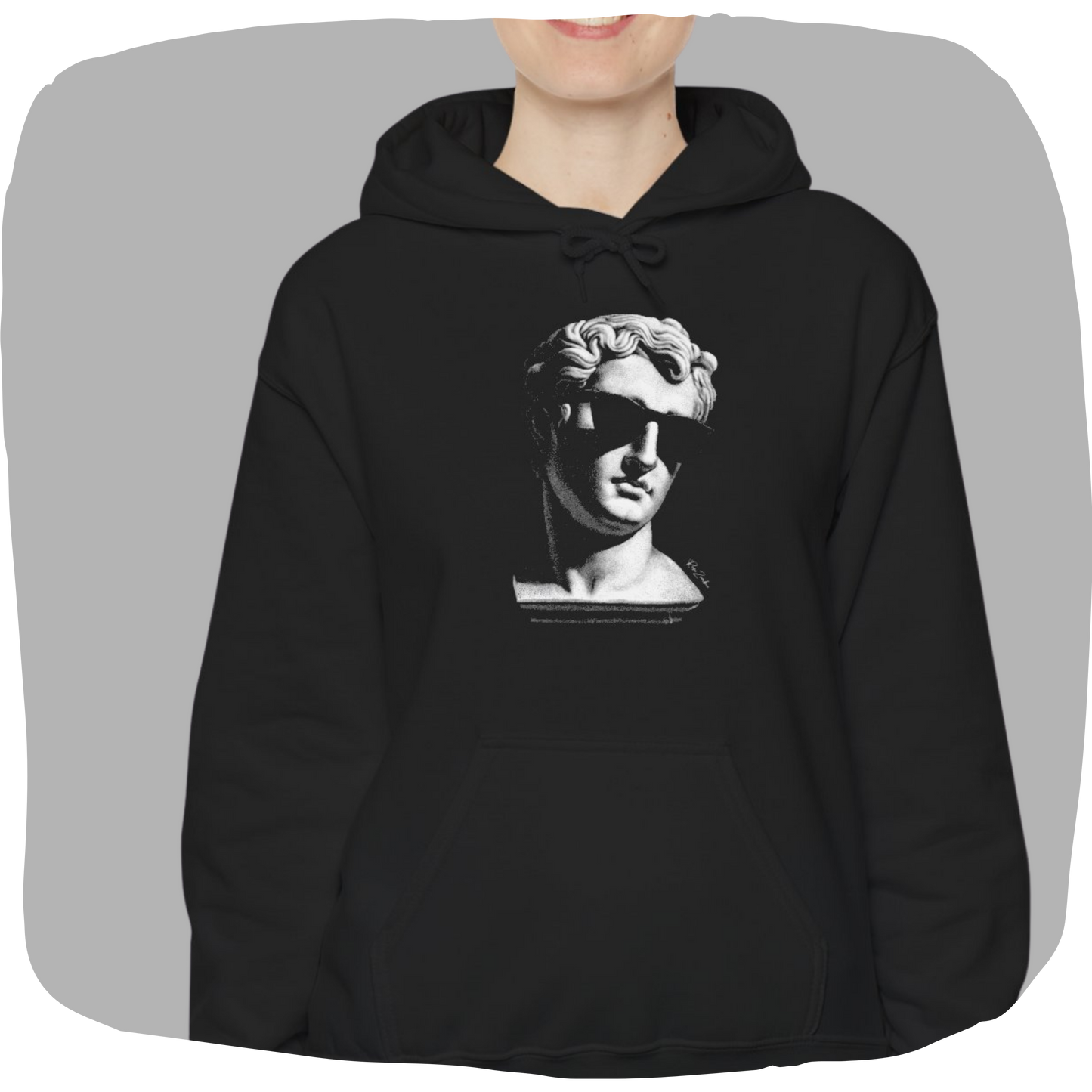 Sweat à capuche en coton durable – Buste d'homme antique avec lunettes